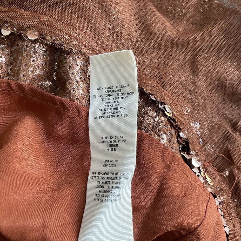 NWT Free‎ People Siren Sequin Dress Tribeca Gold Flirty Mini Boho Chic Size 4 - Picture 8 of 16